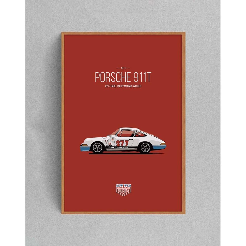 1971 911T Sports Car Poster - Classic Automotive Art - 12x18 Inches