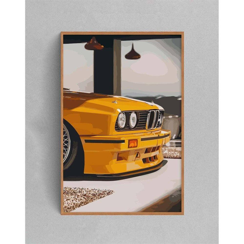 M3 E30 Yellow Sportscar Poster - Wall Art Decor