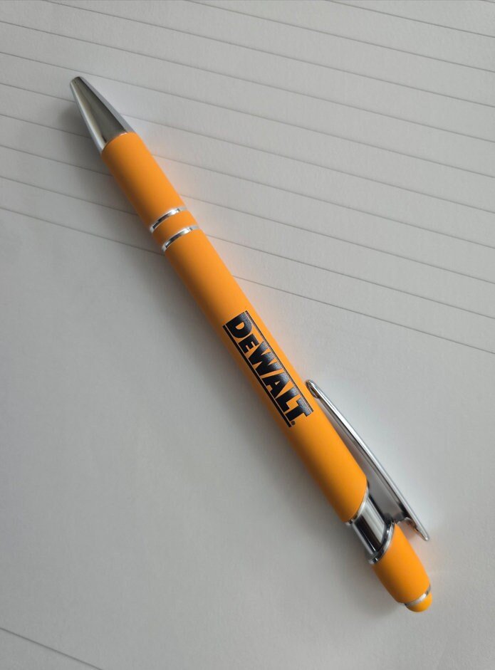 20 DeWalt Ballpoint Pens, Rubber coated, Black Ink w/Rubber Stylus
