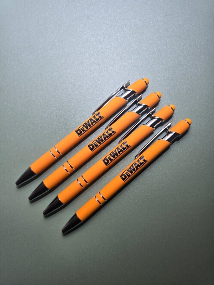20 DeWalt Ballpoint Pens, Rubber coated, Black Ink w/Rubber Stylus