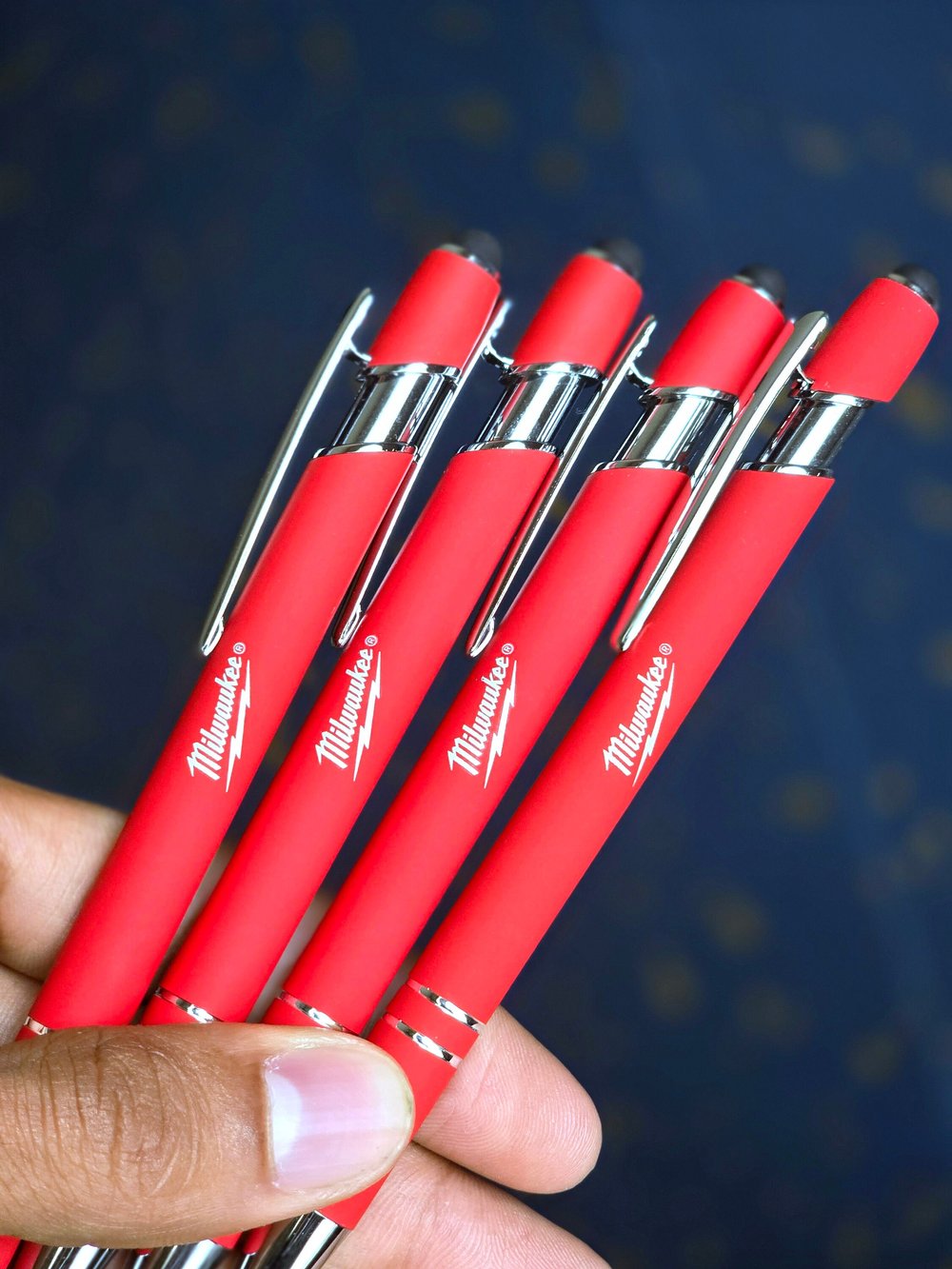 10 Milwaukee Ballpoint Pens, Rubber coated, Black Ink w/Rubber Stylus