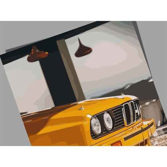 M3 E30 Yellow Sportscar Poster - Wall Art Decor