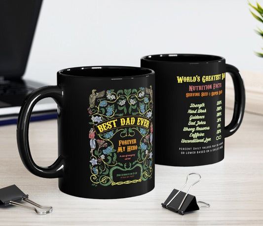 Best Dad Ever Black Mug Double Sided Print (11oz)