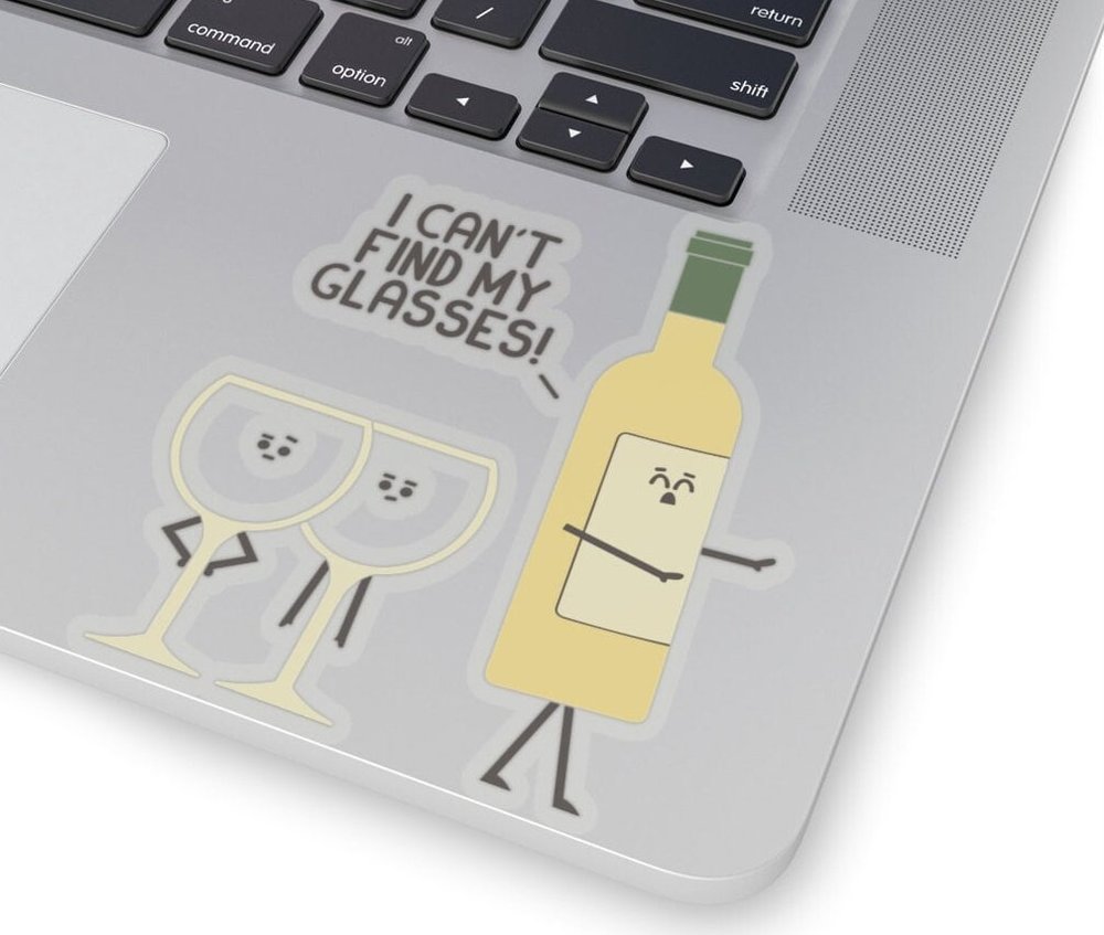 Glasses and bottle Funny Pun Kids Transparent Sticker