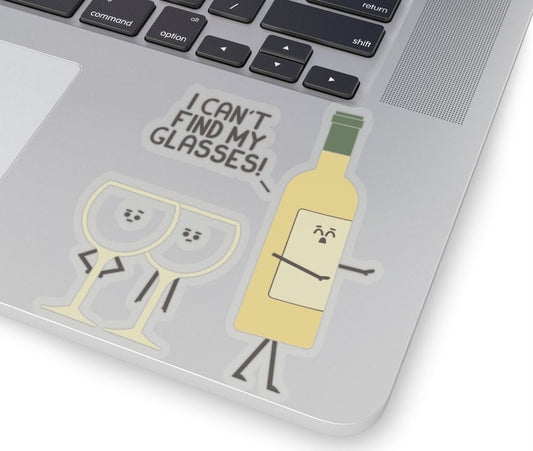 Glasses and bottle Funny Pun Kids Transparent Sticker
